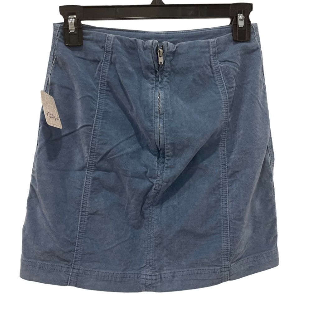 Free People Modern Femme Cord Mini Skirt In Metal Blue .Size 4 - Picture 6 of 13
